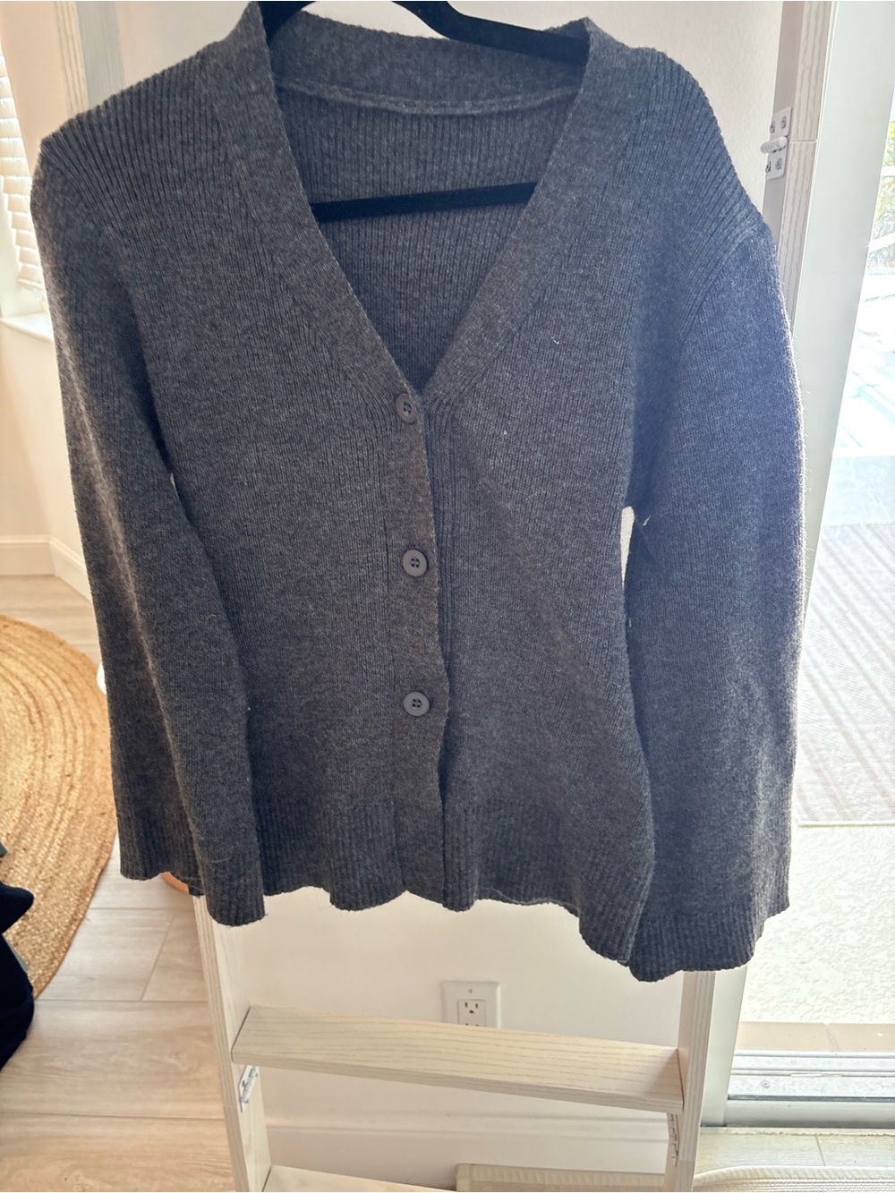 Classic Women's Gray Button-Front Cardigan Sweater